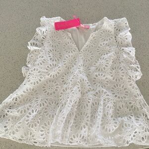 NWT Lilly Pulitzer Jerilynn Flutter Sleeve Eyelet Top